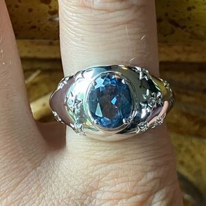 Genuine Blue Mystic Topaz Sterling Silver Star Ring Size 9